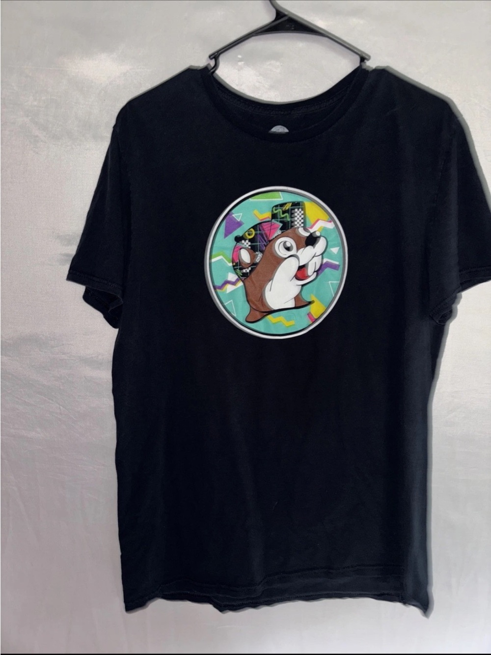 Buc-ee's Black Graphic Tee with Colorful Circular Print